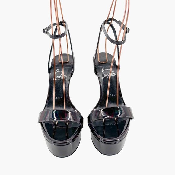 Christian Louboutin Loubi Queen Alta Platform Sandals Size 38.5 US 8.5 Black - Picture 2 of 14